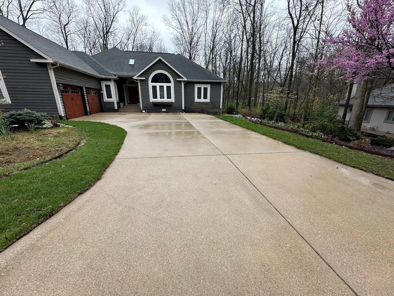 Clean driveway after washing