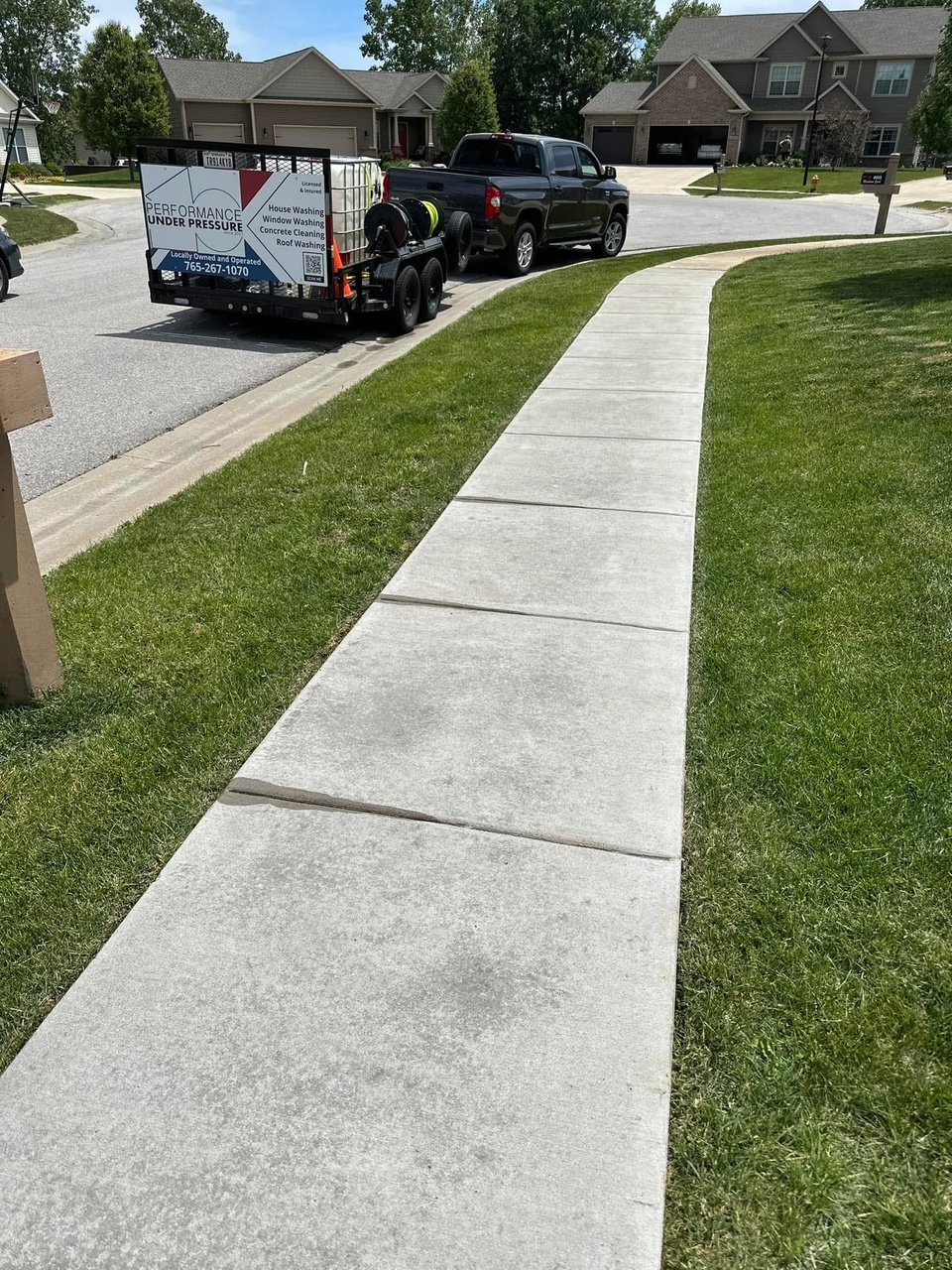 Rust stain after removal on sidewalk